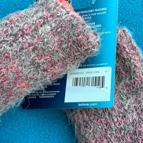 ❄️⬇️$15 Isotoner Pink SmartTouch Mittens 1 Size - Picture 7 of 7